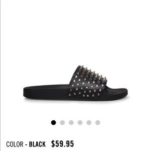 Steve Madden Jaded Black Studded Slid Sandals